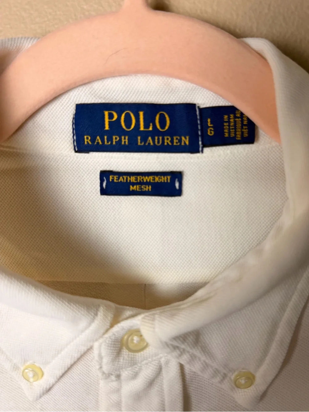 Polo Ralph Lauren Featherweight Mesh Shirt White Button Down Men’s L Cotton EUC